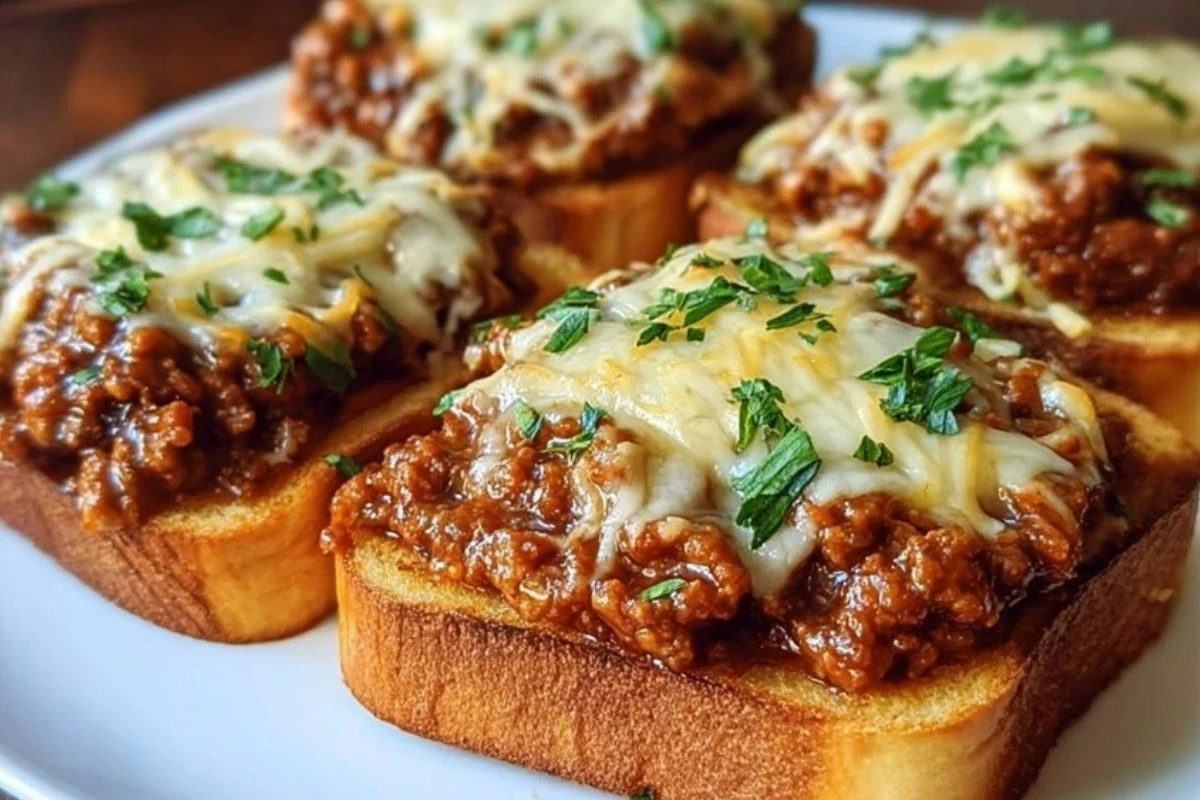 Open Face Garlic Toast Sloppy Joes 1