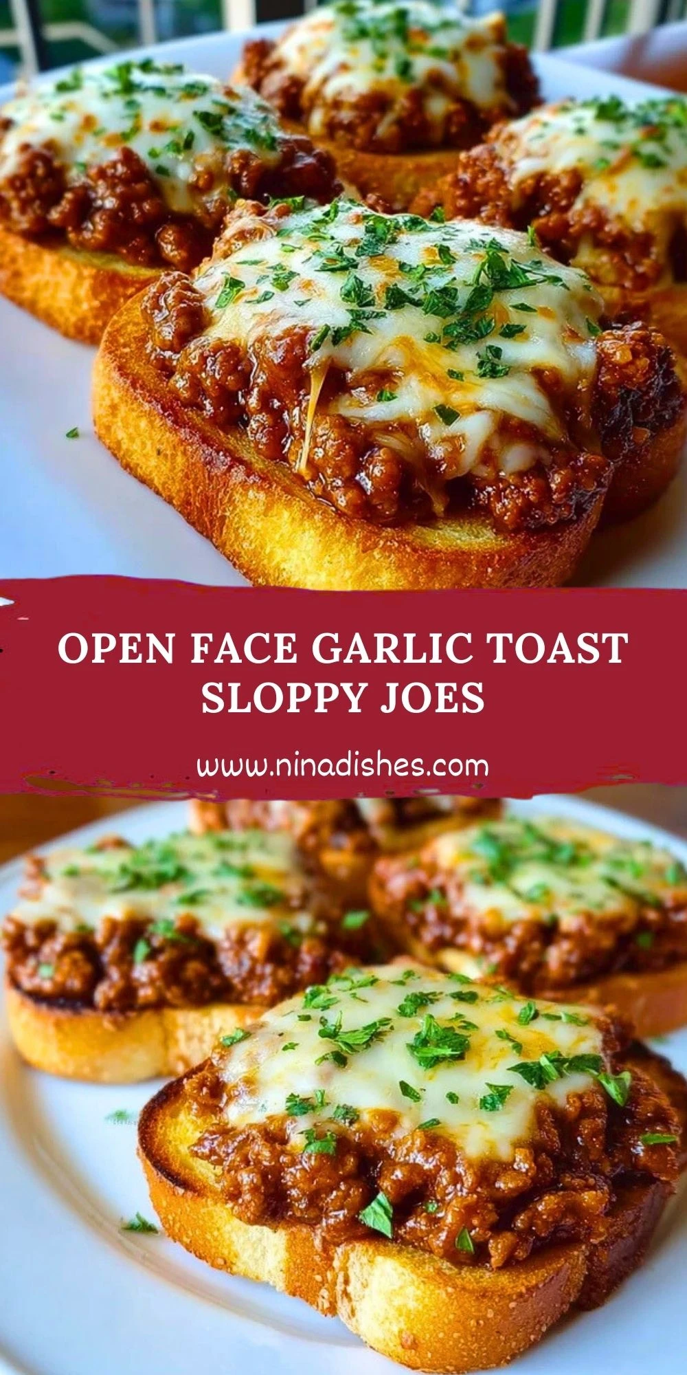 Open Face Garlic Toast Sloppy Joes Pin 1