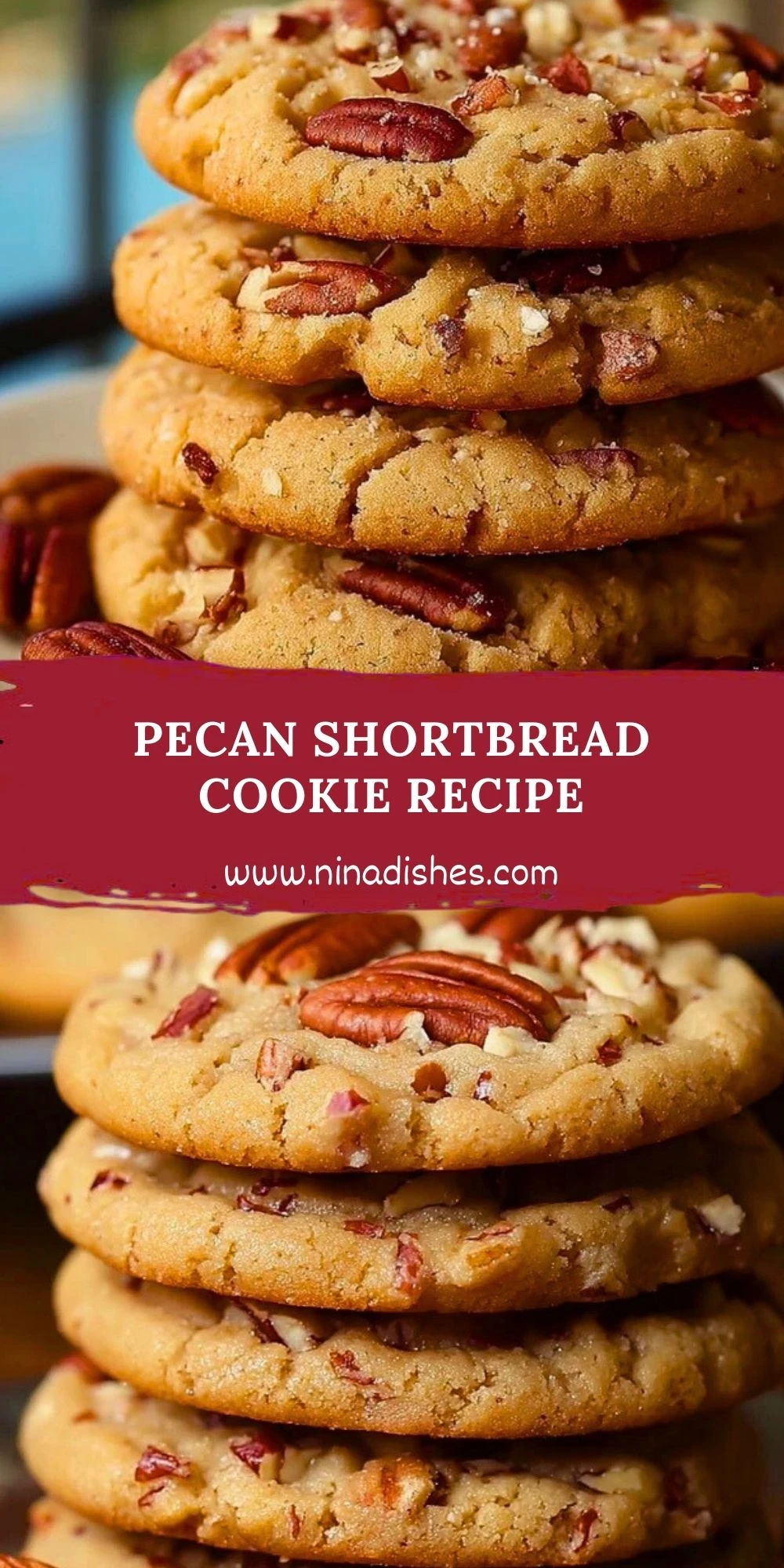 Pecan Shortbread Cookie Recipe Pin 1