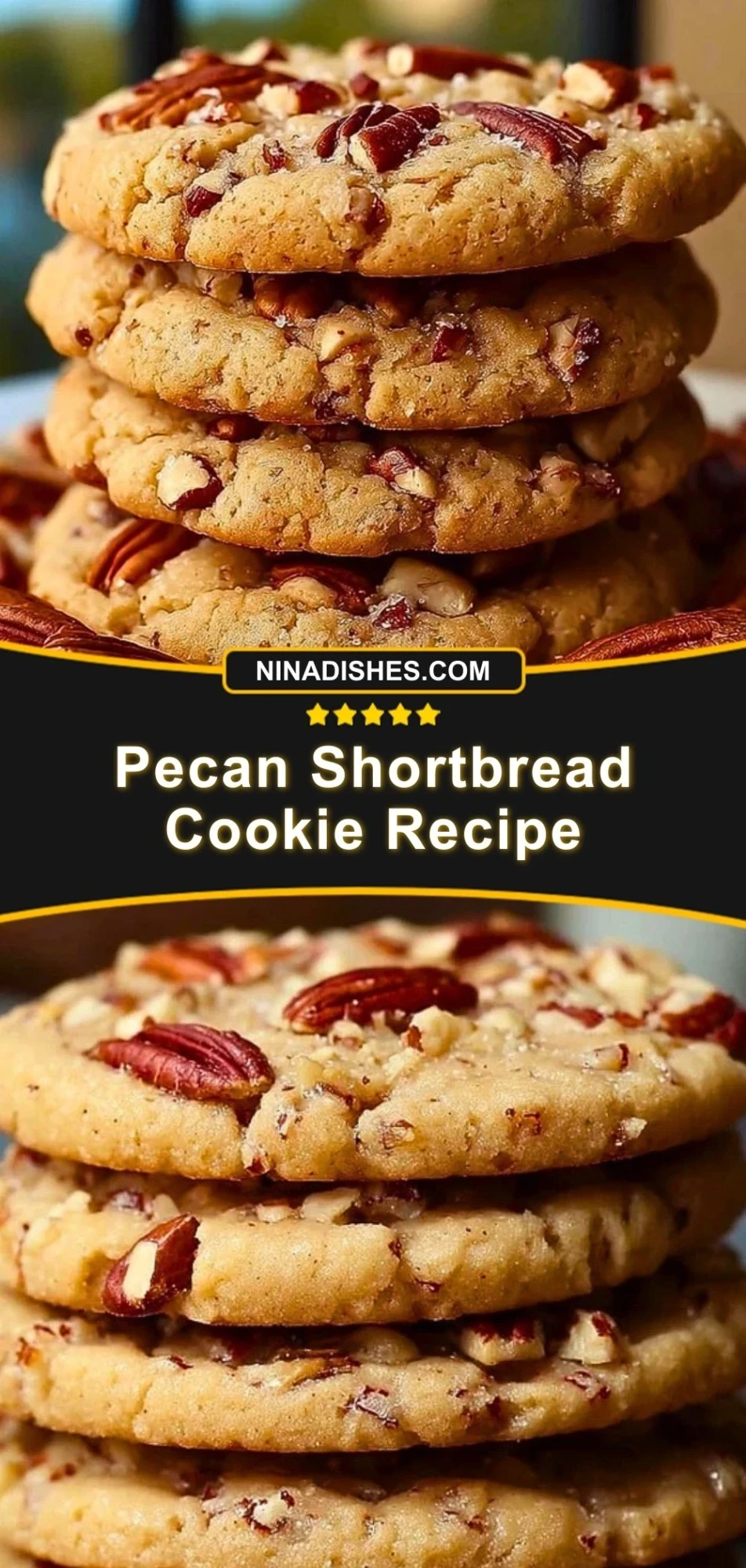 Pecan Shortbread Cookie Recipe Pin 2
