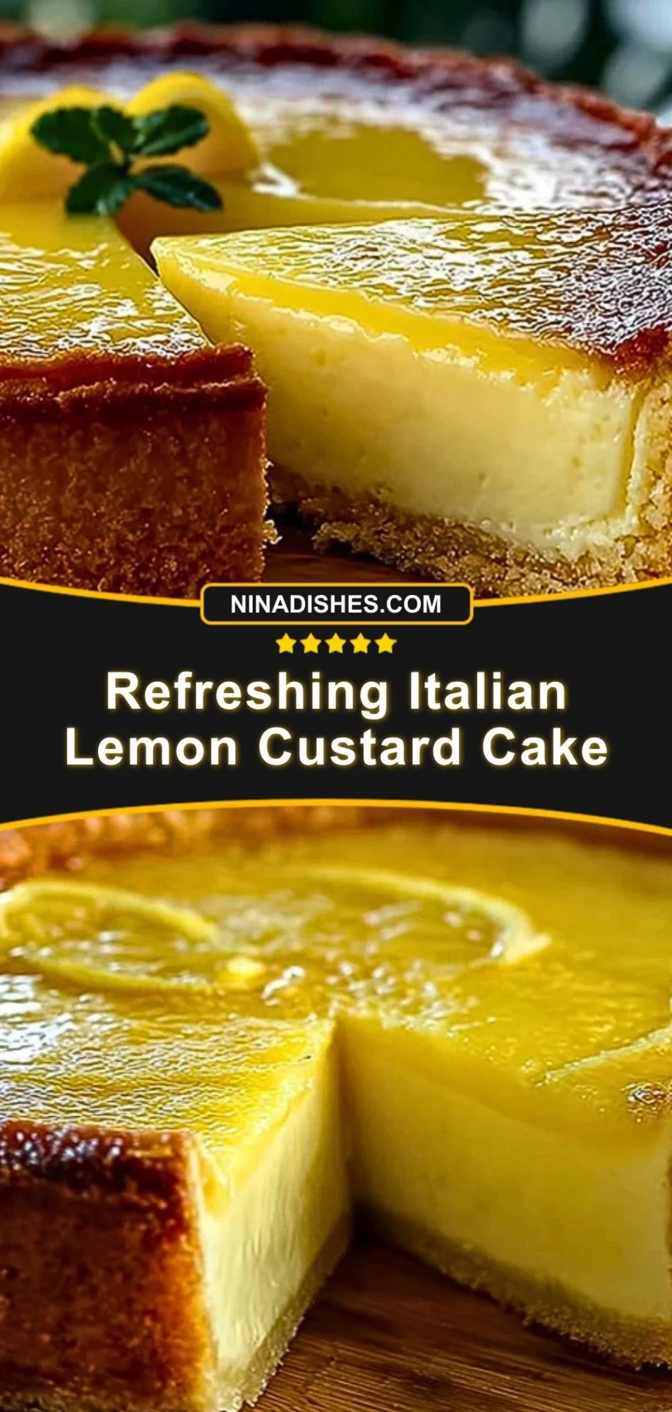 Refreshing Italian Lemon Custard Cake Pin 2