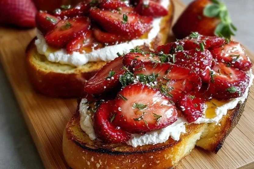 Roasted Strawberry Whipped Ricotta Toast