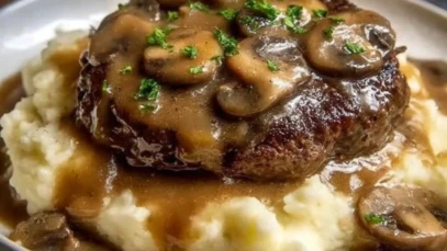 Salisbury Steak with Mashed Potatoes and Mushroom Gravy Recipe 1