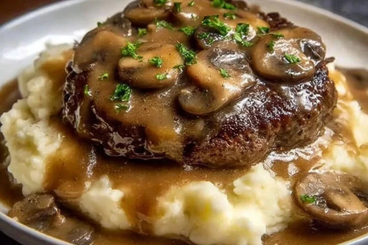 Salisbury Steak with Mashed Potatoes and Mushroom Gravy Recipe 1