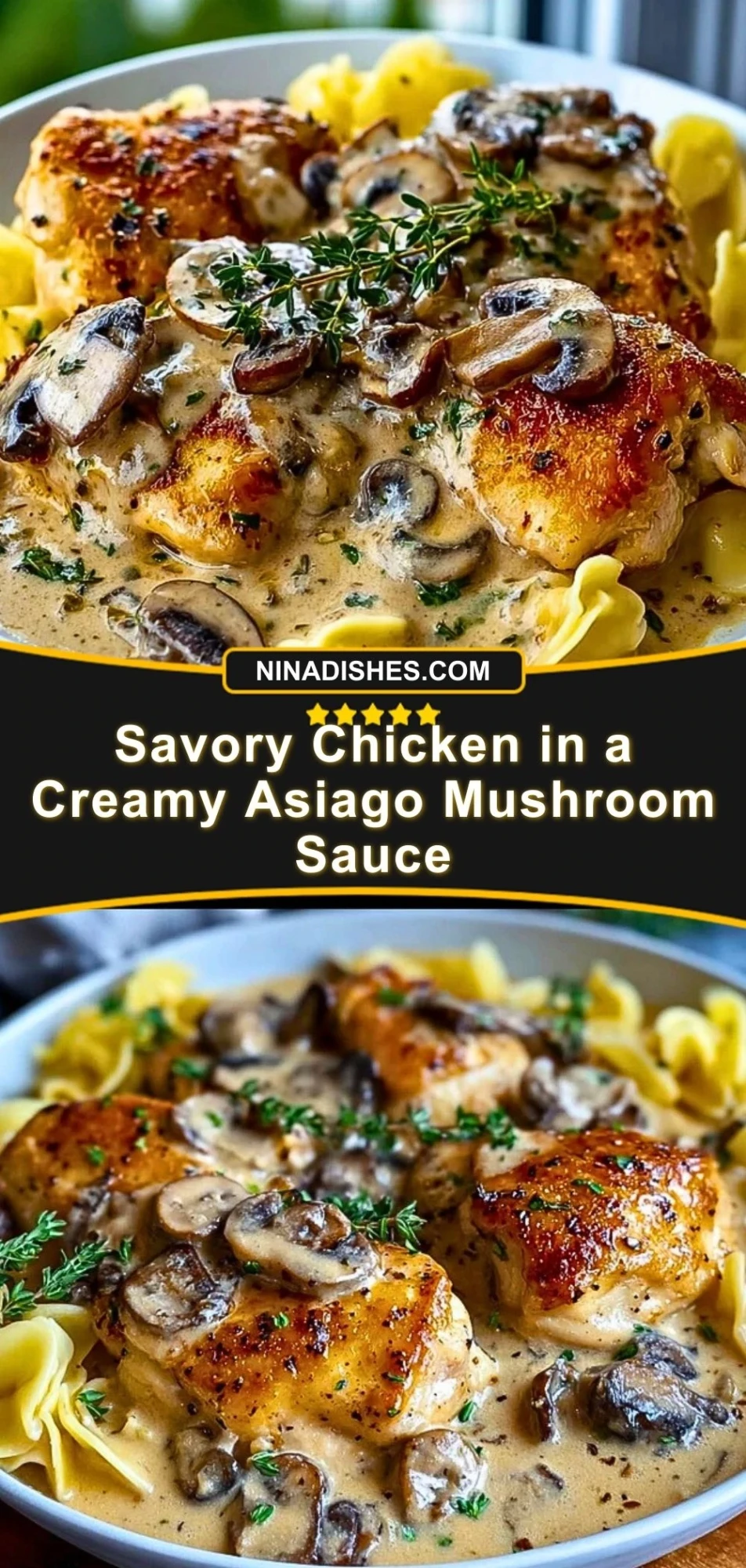 Savory Chicken in a Creamy Asiago Mushroom Sauce Pin 2