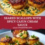 Seared Scallops with Spicy Cajun Cream Sauce Pin 1