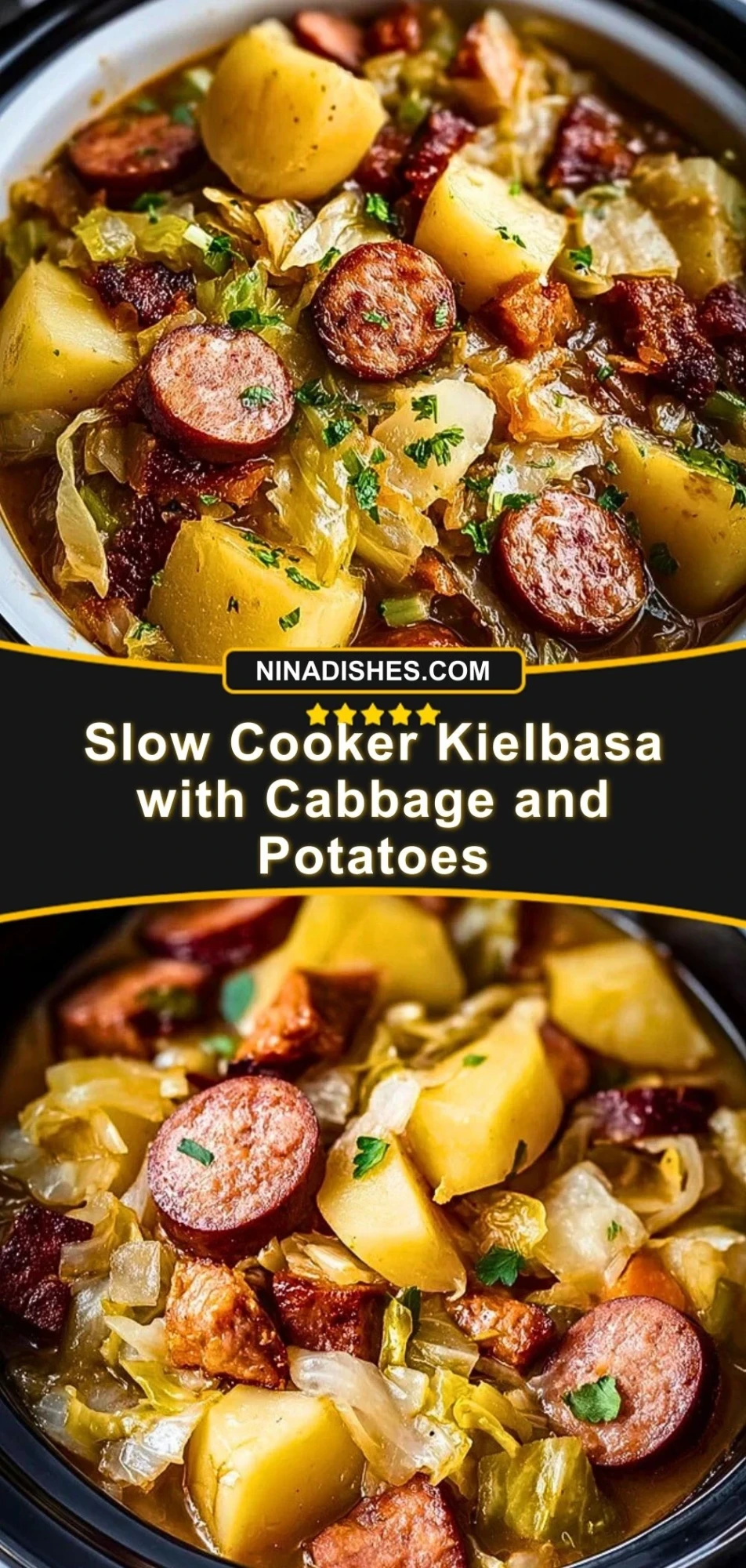 Slow Cooker Kielbasa with Cabbage and Potatoes Pin 2