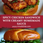 Spicy Chicken Sandwich with Creamy Homemade Sauce Pin 1