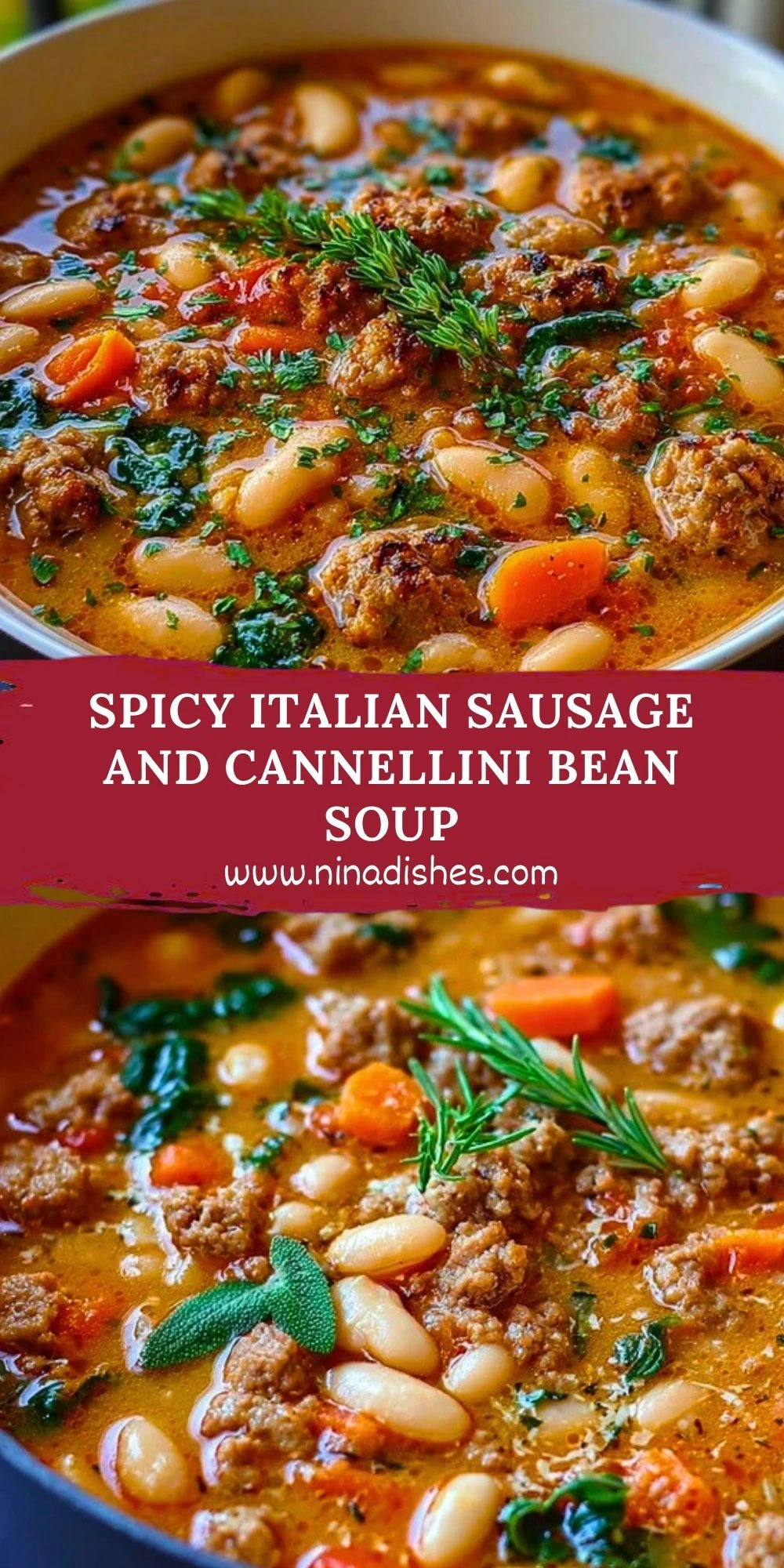 Spicy Italian Sausage and Cannellini Bean Soup Pin 1