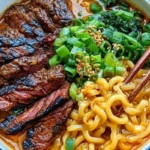 Spicy Korean Ramen with Grilled Beef & Creamy Sauce 1