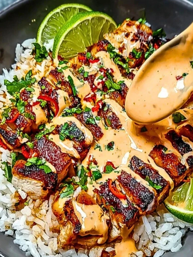 Sweet Chili Chicken Bowl with Coconut Lime Drizzle (1)