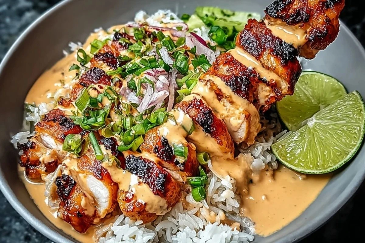 Sweet Chili Chicken Bowl with Coconut Lime Drizzle