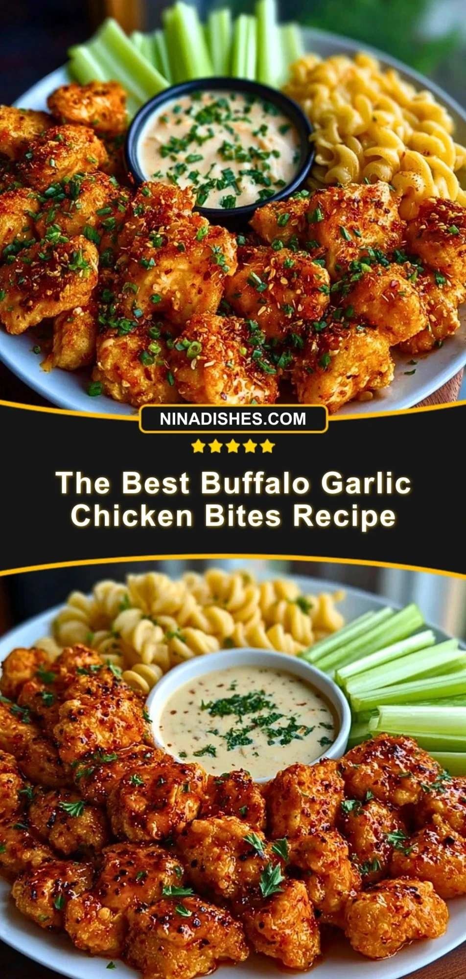 The Best Buffalo Garlic Chicken Bites Recipe Pin 2
