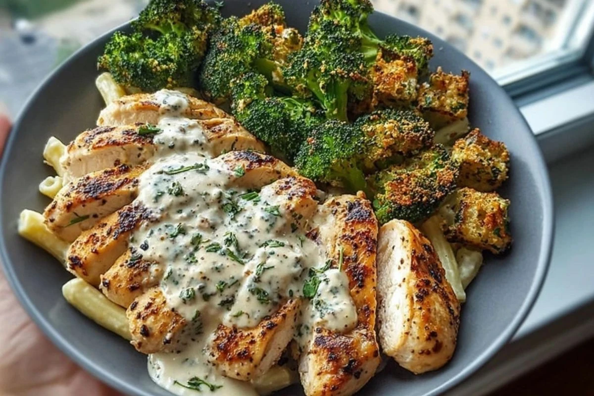 Ultimate Greek Chicken Alfredo Recipe with Crispy Parmesan Broccoli