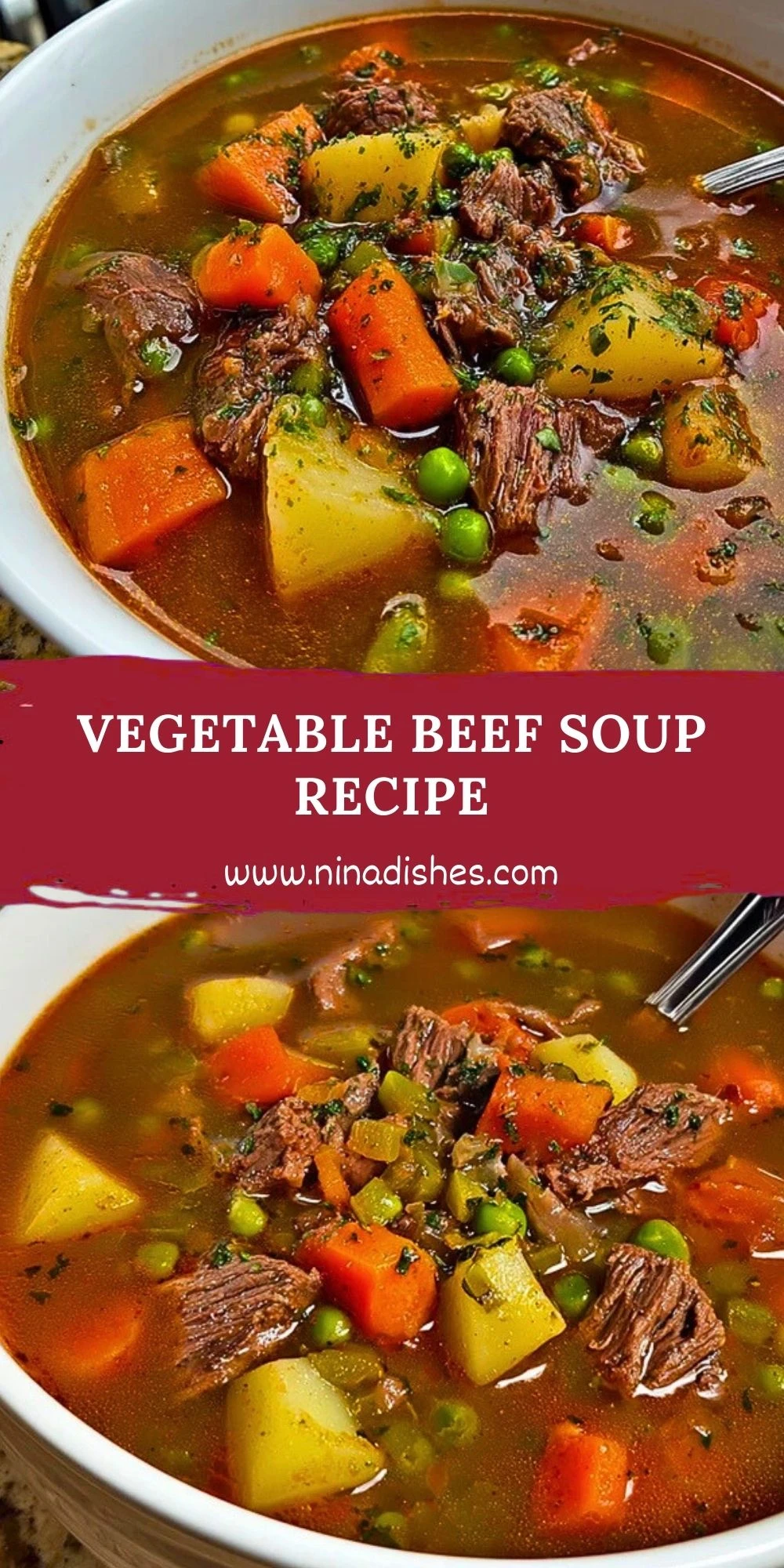 Vegetable Beef Soup Recipe Pin 1