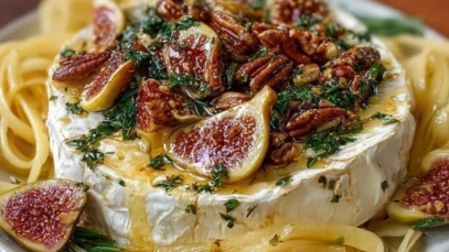 Warm Baked Brie Topped with Figs and Pecans 1