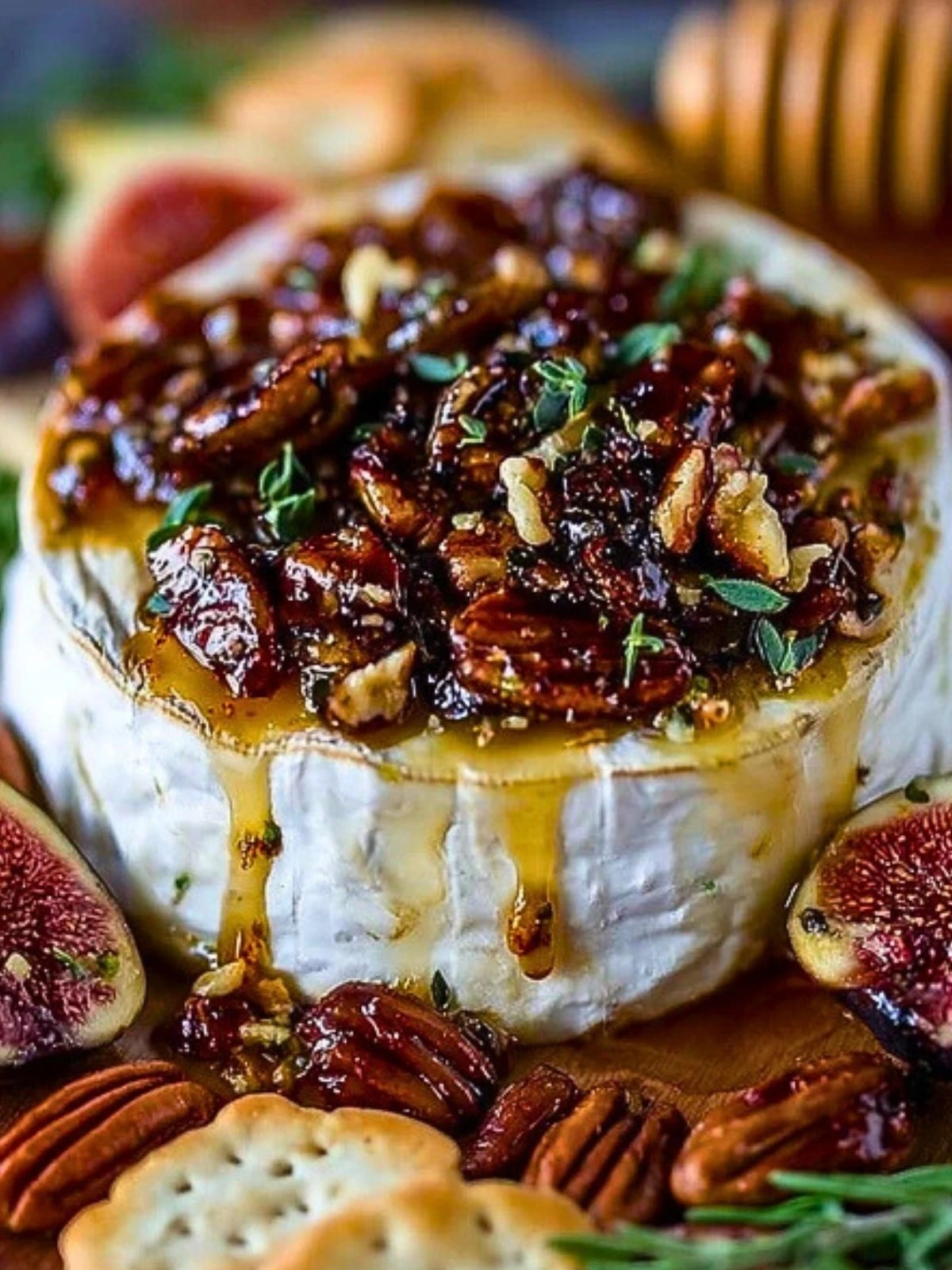 Warm Baked Brie Topped with Figs and Pecans 2