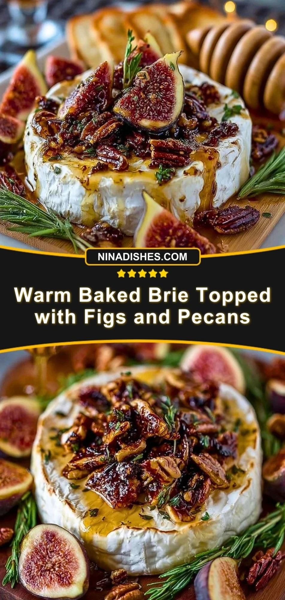 Warm Baked Brie Topped with Figs and Pecans Pin 2