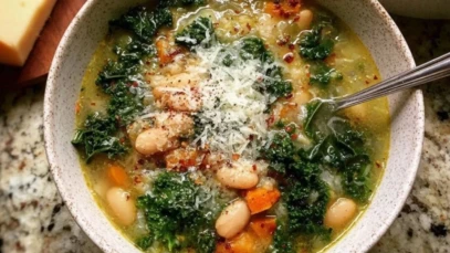 White Bean & Greens Soup Kale, Spinach, and Parmesan 1