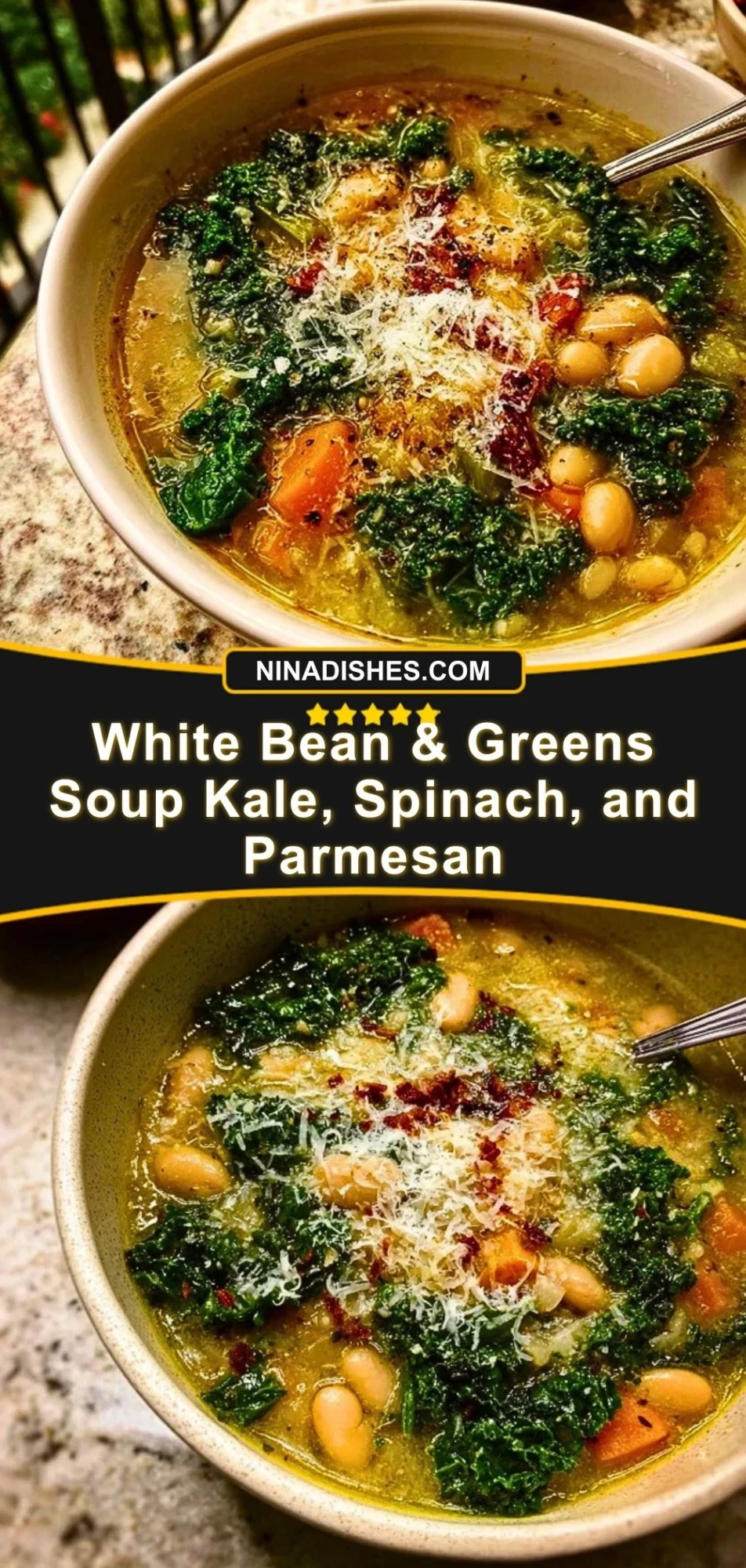 White Bean & Greens Soup Kale, Spinach, and Parmesan Pin 2