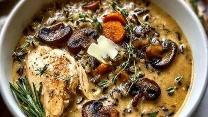 Wild Rice Chicken Soup with Roasted Mushrooms 1