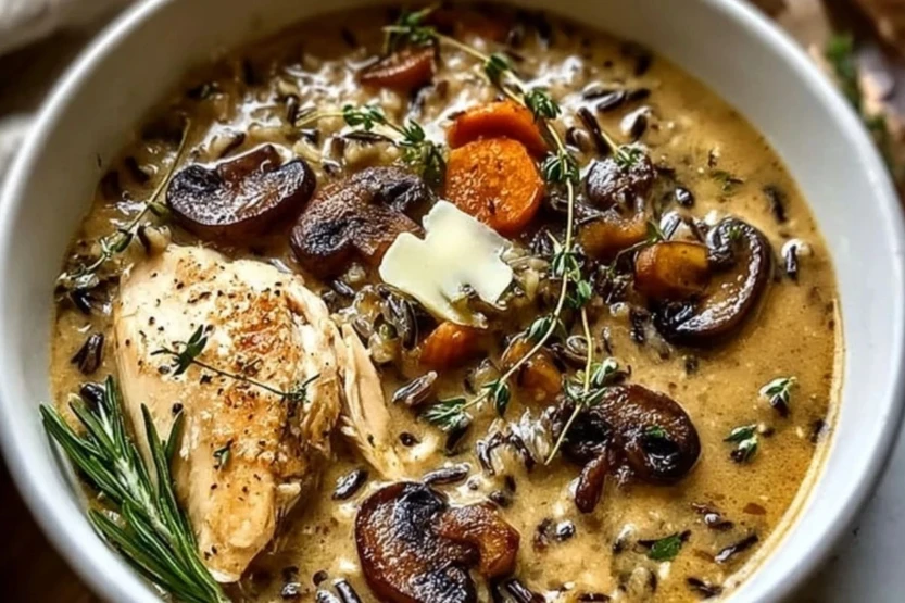 Wild Rice Chicken Soup with Roasted Mushrooms 1