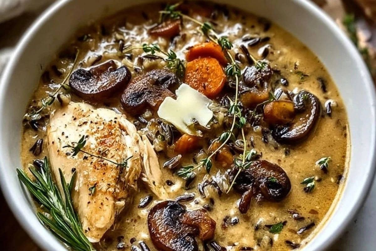 Wild Rice Chicken Soup with Roasted Mushrooms 1