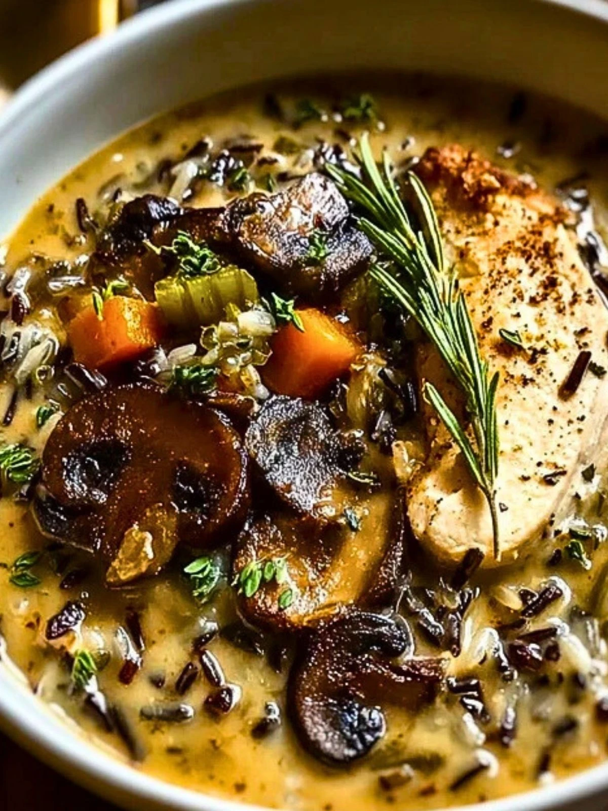 Wild Rice Chicken Soup with Roasted Mushrooms 2