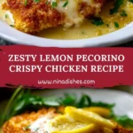Zesty Lemon Pecorino Crispy Chicken Recipe Pin 1