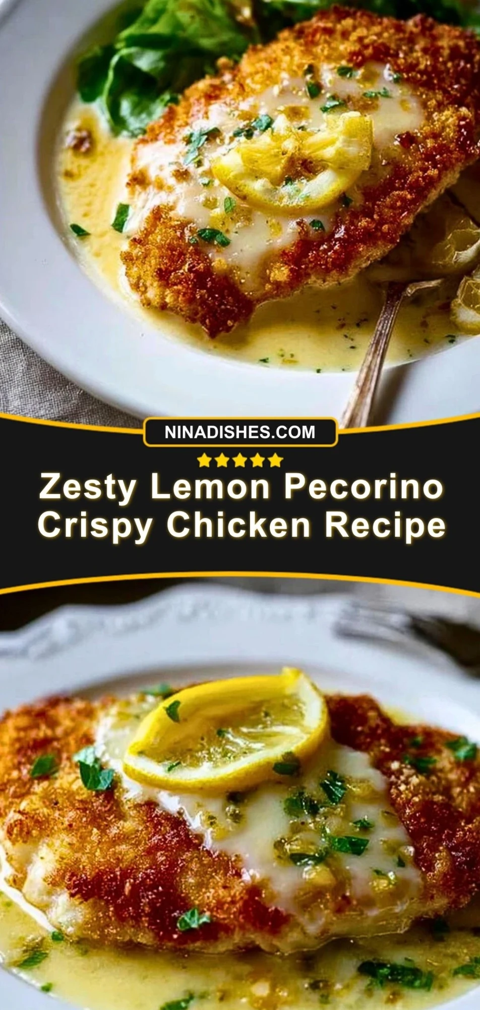 Zesty Lemon Pecorino Crispy Chicken Recipe Pin 2