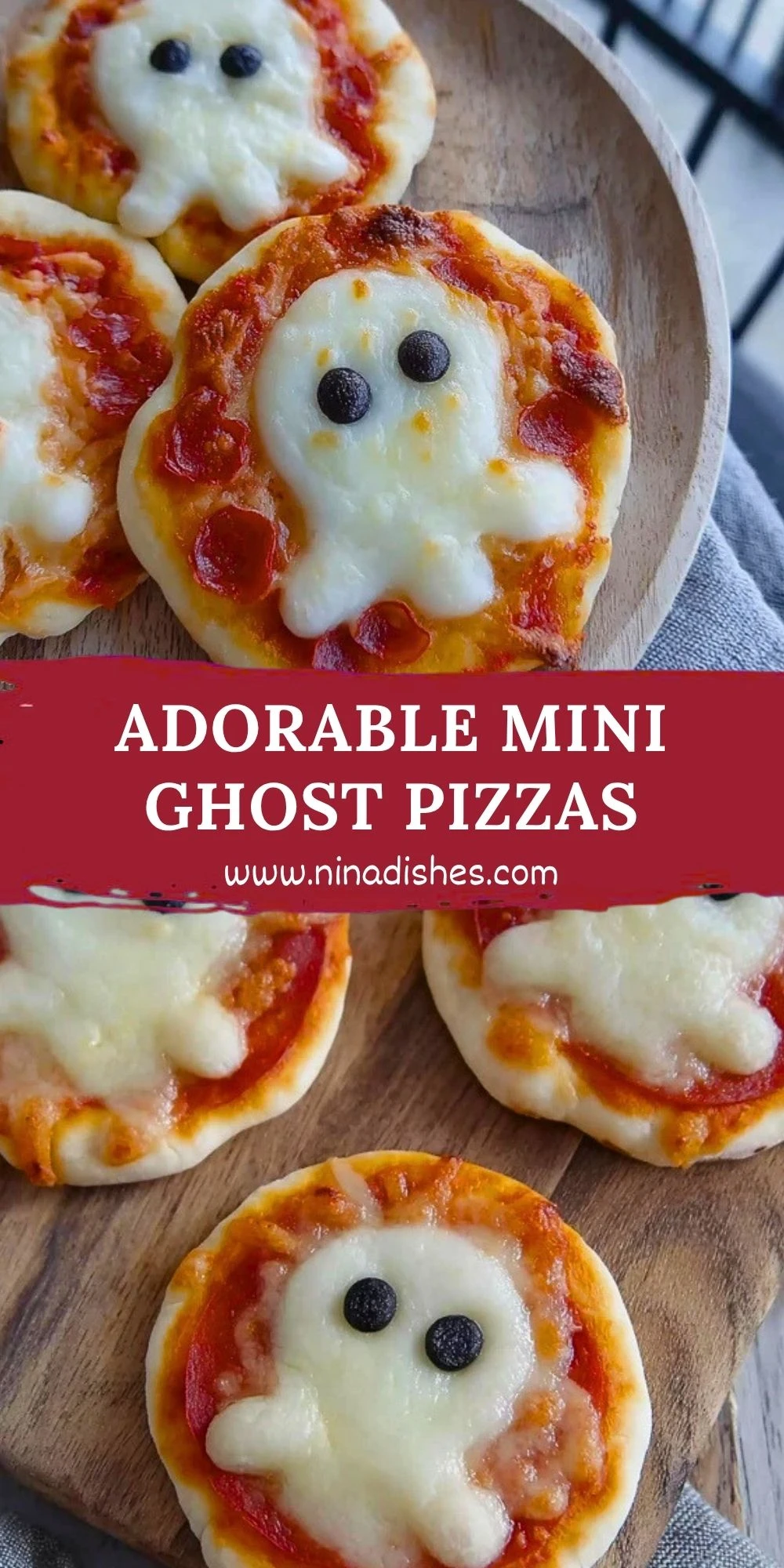 Adorable Mini Ghost Pizzas Pin 1