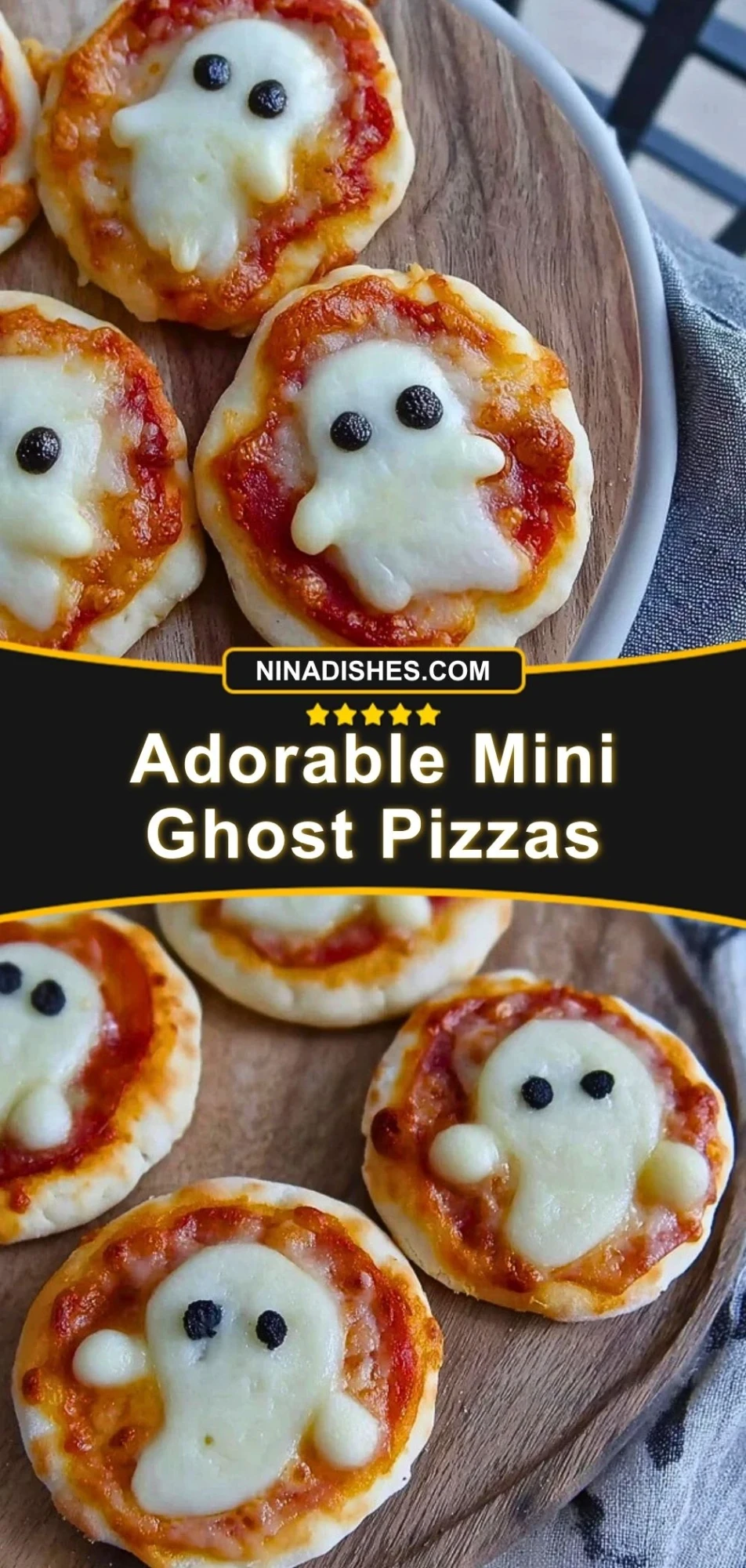 Adorable Mini Ghost Pizzas Pin 2