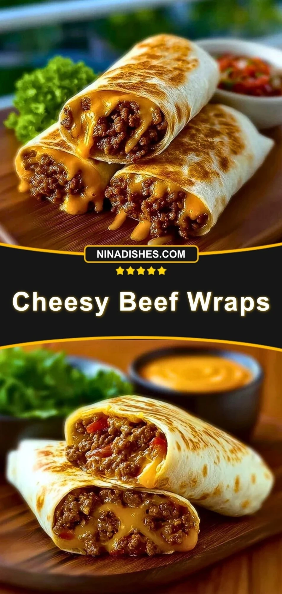 Cheesy Beef Wraps Pin 2