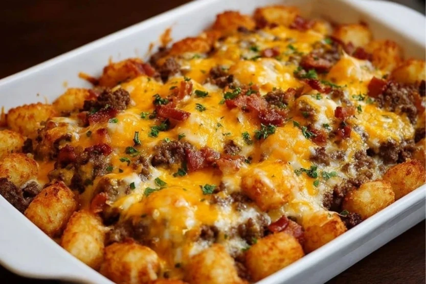 Cheesy Cheeseburger Tater Tot Casserole