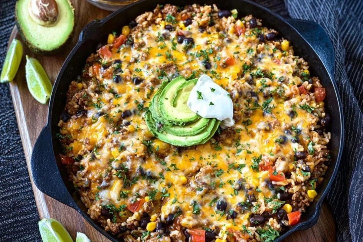 Cheesy Taco Rice Skillet 1