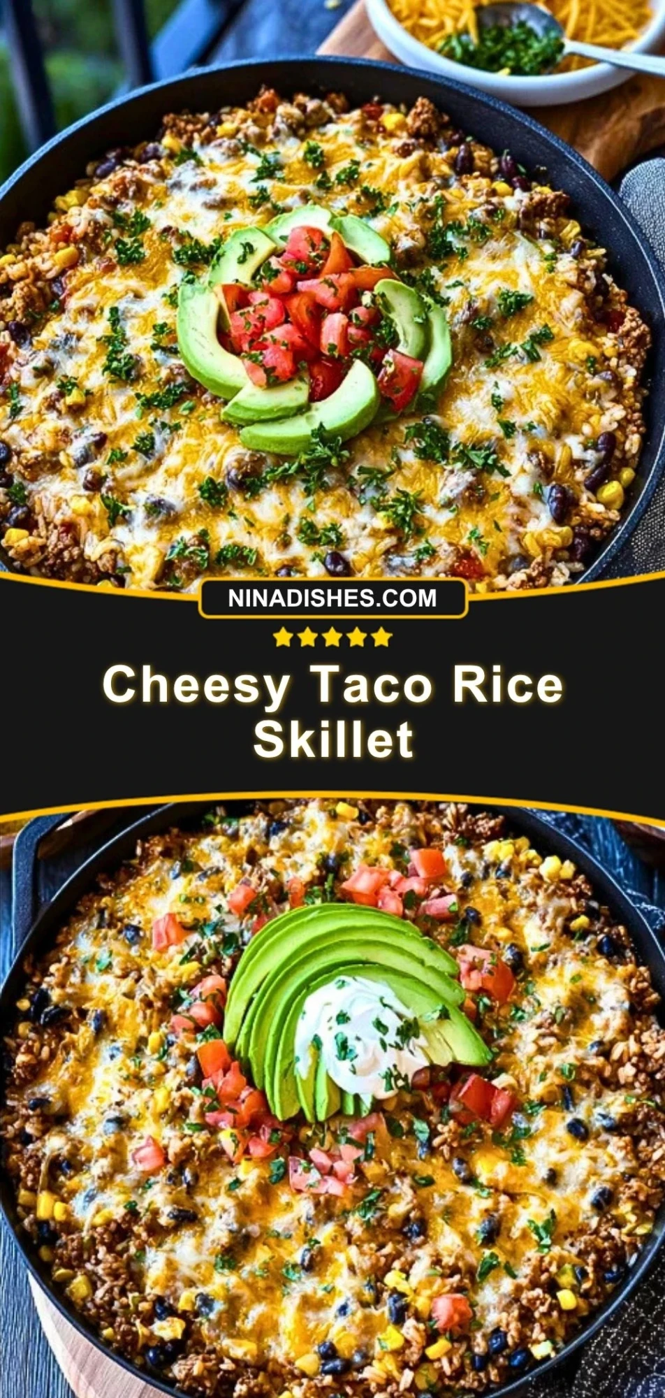 Cheesy Taco Rice Skillet Pin 2