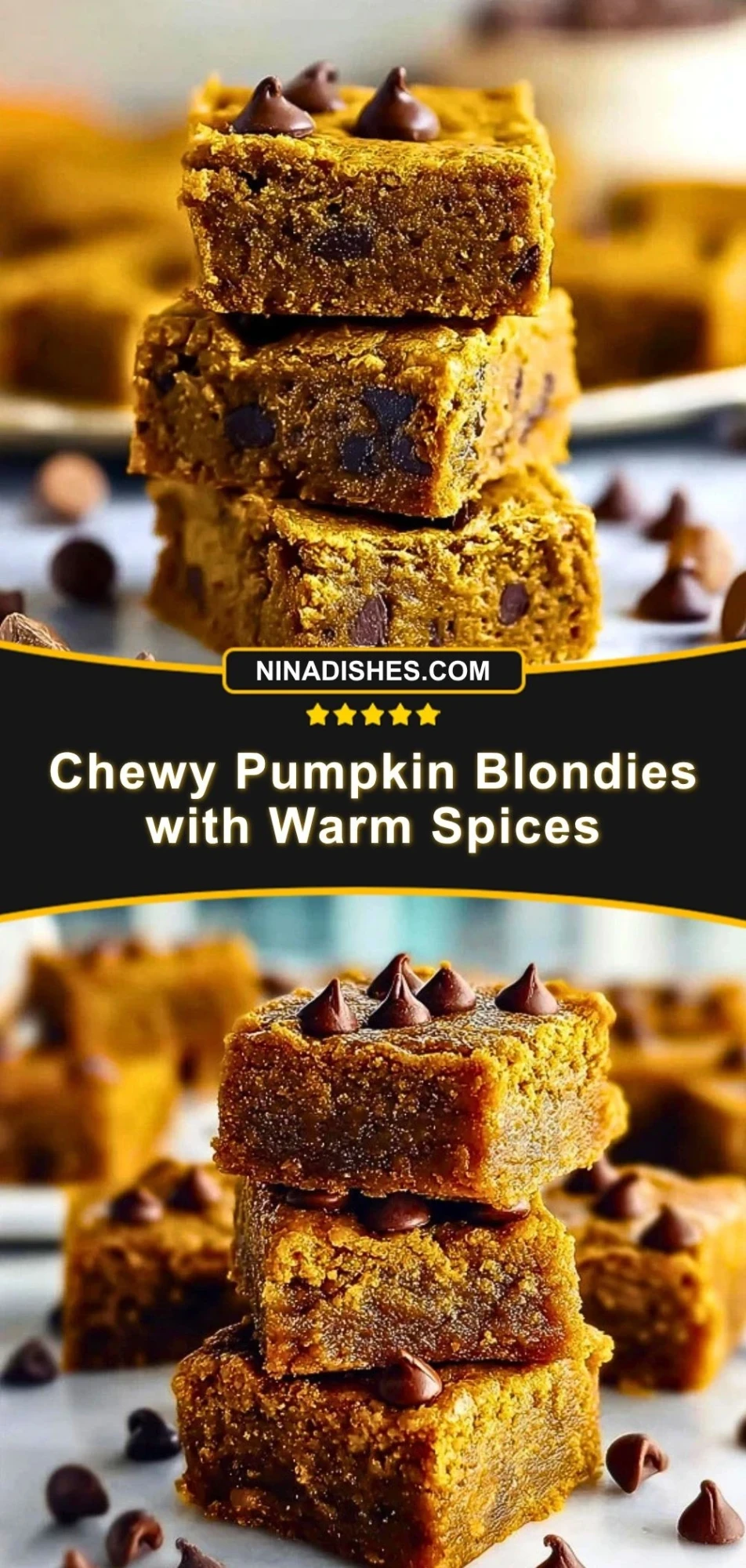 Chewy Pumpkin Blondies with Warm Spices Pin 2