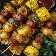 Cowboy Butter Kielbasa and Potato Skewers
