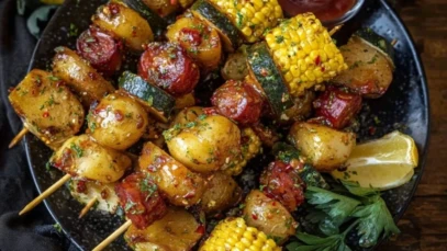 Cowboy Butter Kielbasa and Potato Skewers
