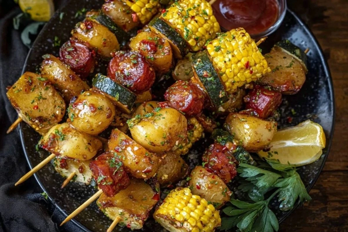 Cowboy Butter Kielbasa and Potato Skewers