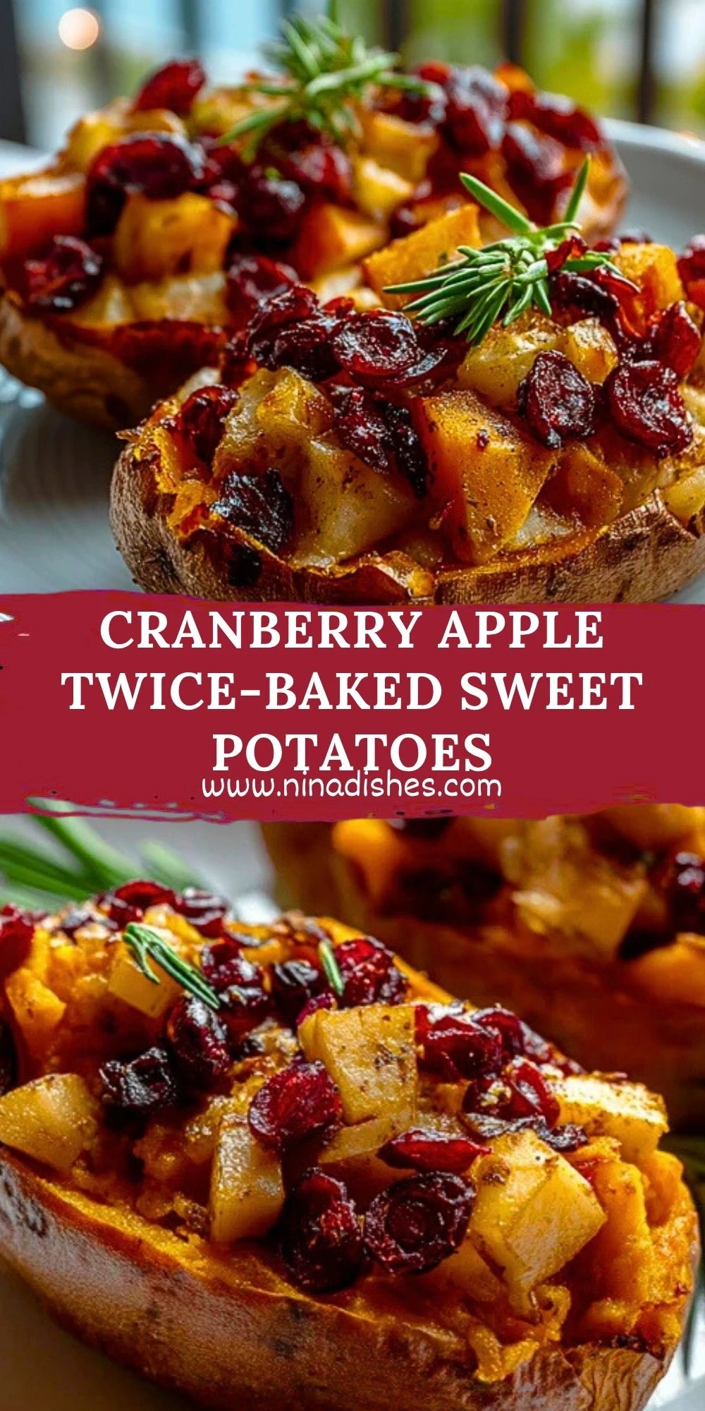 Cranberry Apple Twice-Baked Sweet Potatoes Pin 1