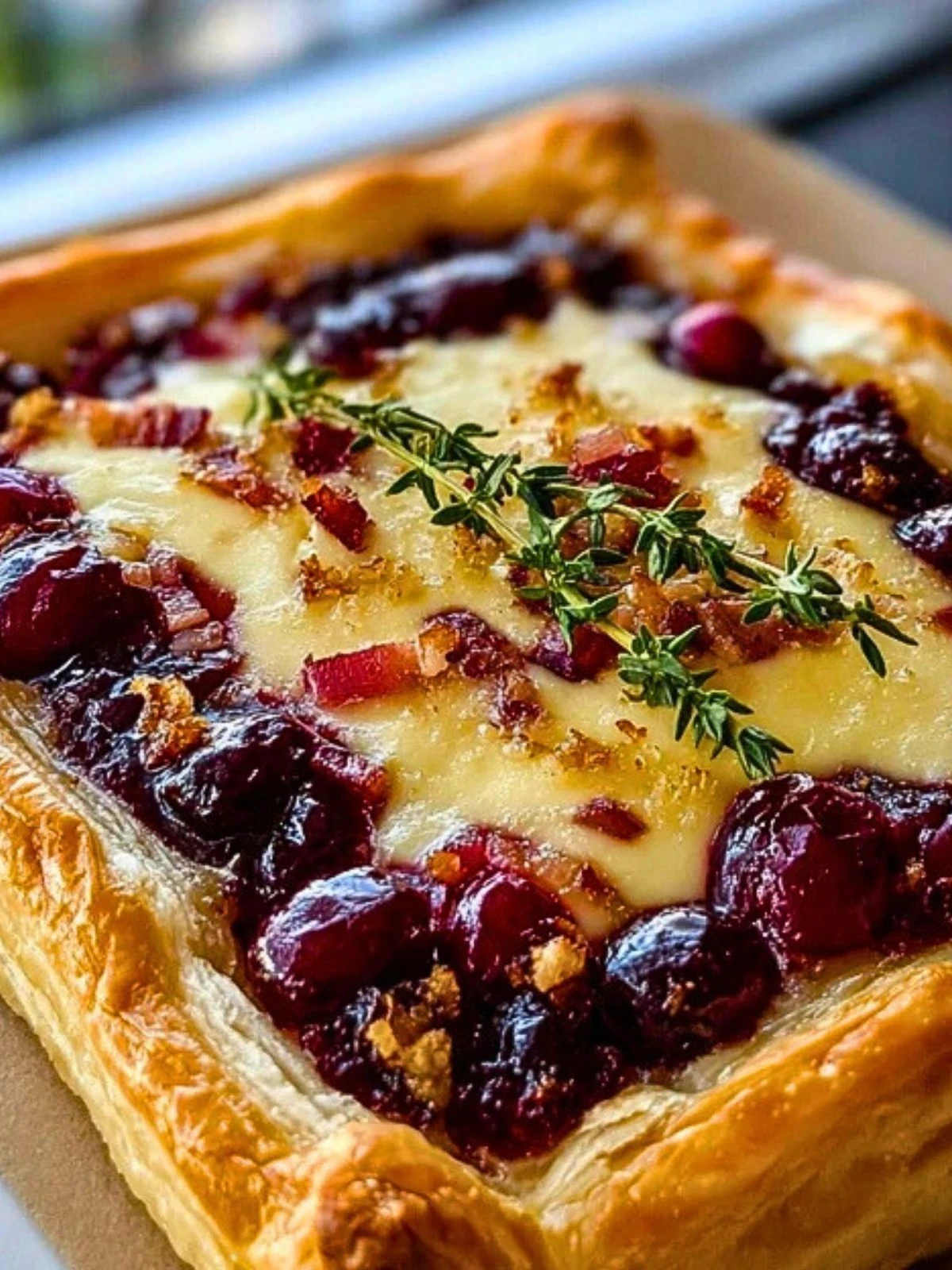 Cranberry Brie Tart with Pancetta & Thyme