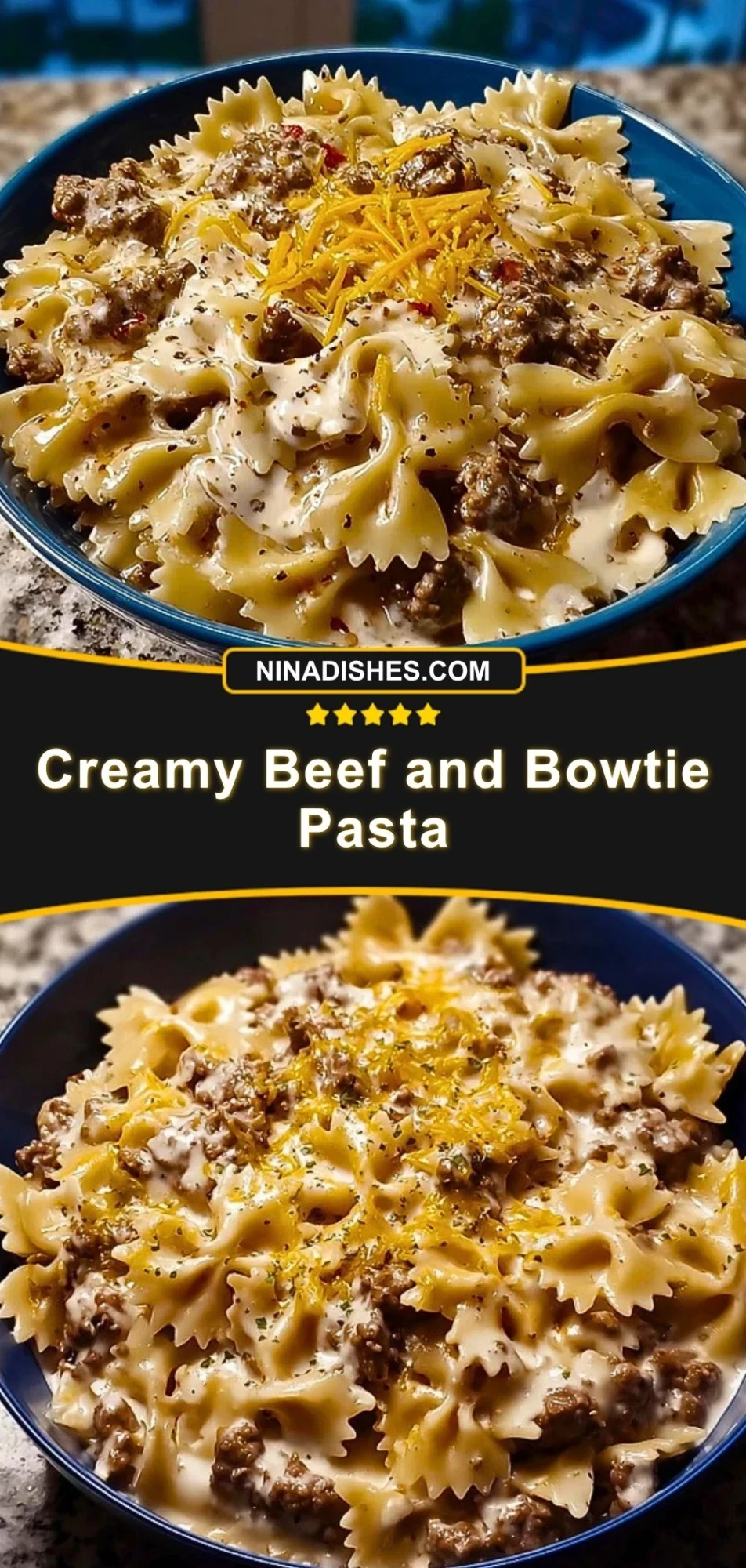 Creamy Beef and Bowtie Pasta Pin 2