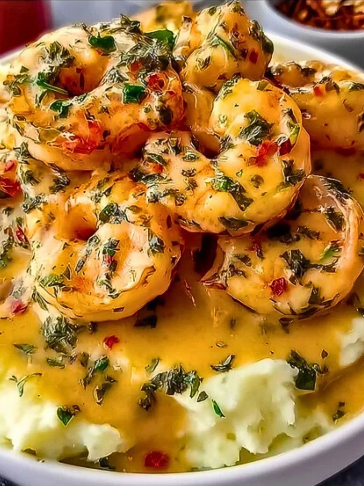 Creamy Garlic Shrimp Over Mashed Potatoes (1)