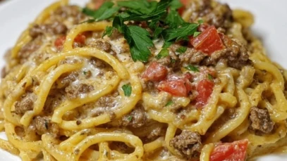 Creamy Italian Spaghetti & Ground Beef One Pot Meal 1