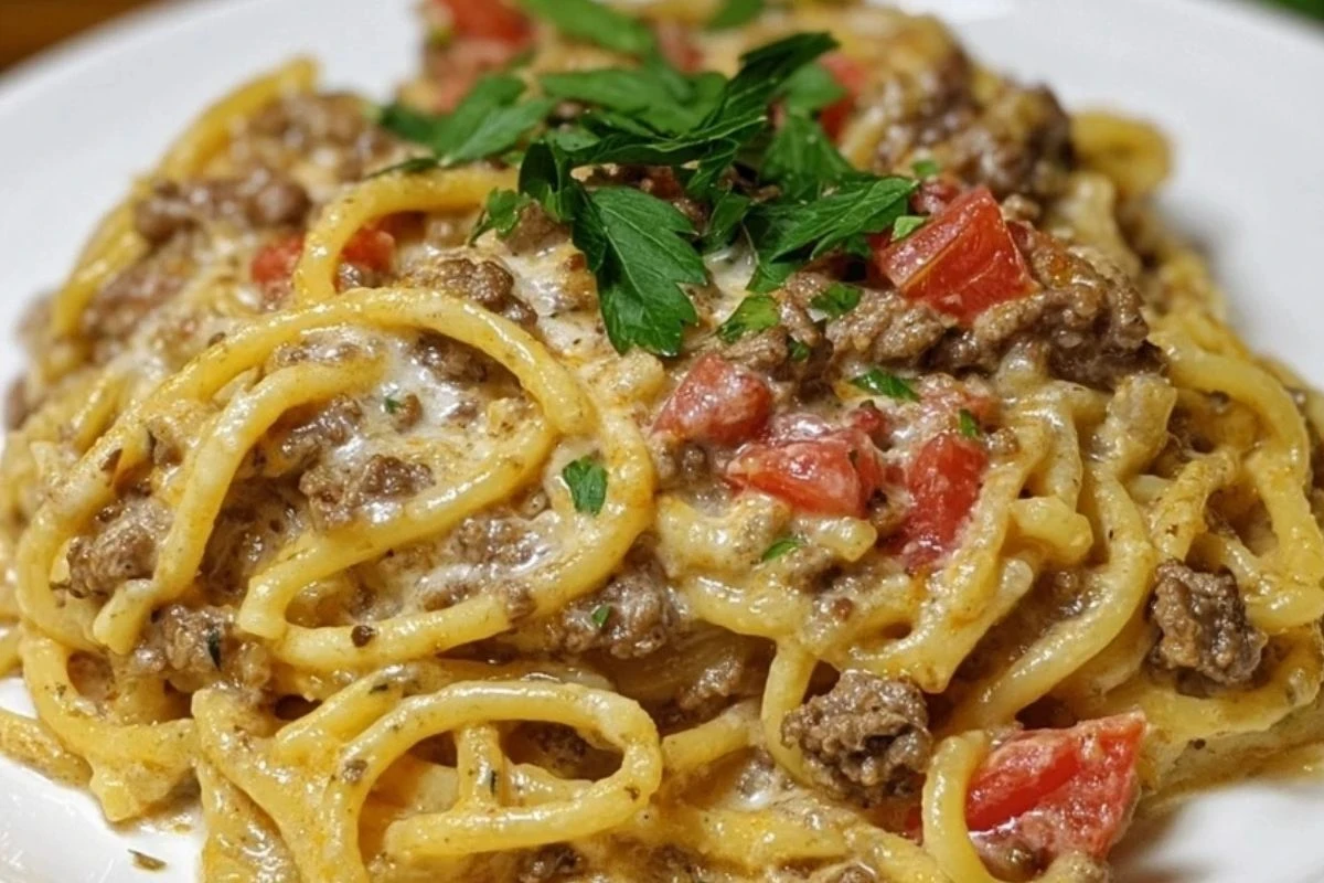 Creamy Italian Spaghetti & Ground Beef One Pot Meal 1
