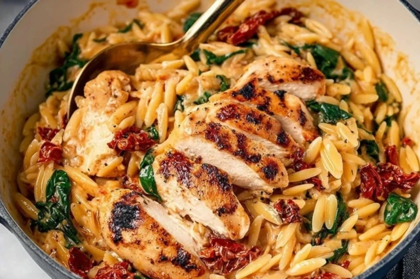 Creamy Sun-Dried Tomato Chicken Orzo 1