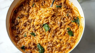 Delicious Ground Beef Orzo with Tomato Cream Sauce 1