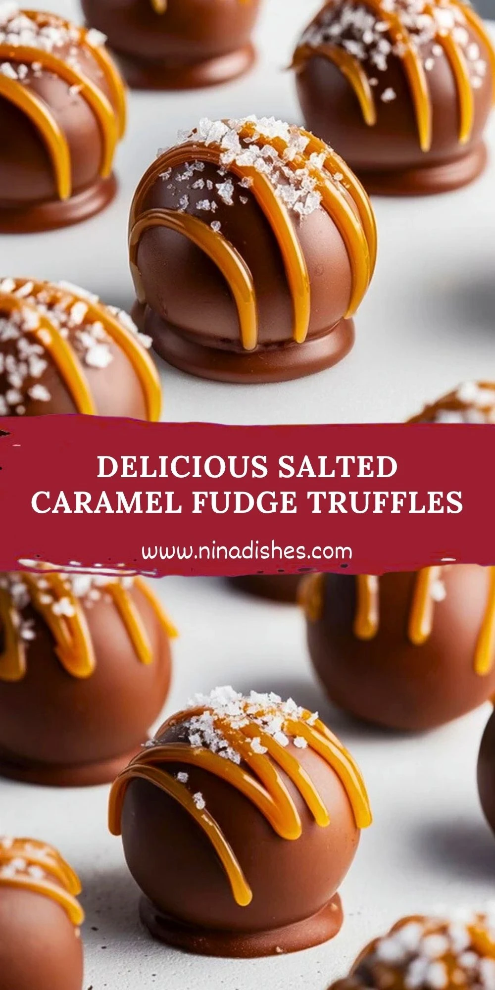 Delicious Salted Caramel Fudge Truffles Pin 1