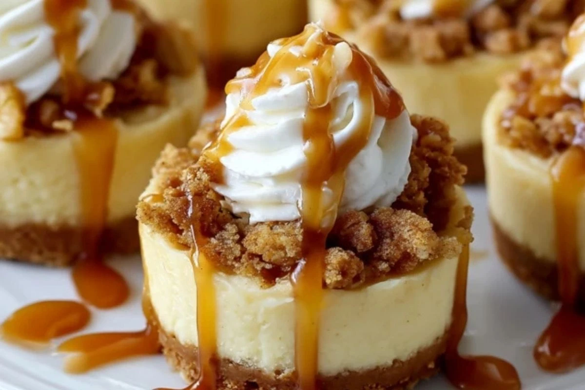 Easy Apple Crisp Mini Cheesecakes